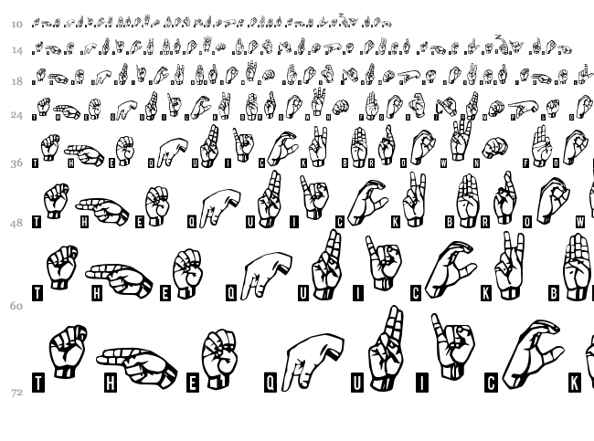 Signs Language TFB font waterfall